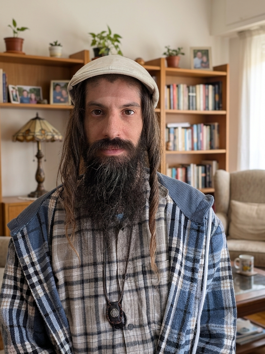 Portrait of the Bloom & Calm founder in a warm, book-filled home office.